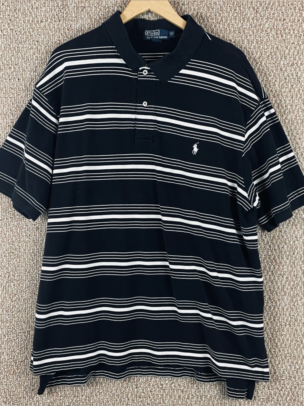 Polo Ralph Lauren Shirt Men’s 2XB Black Cotton Short Sleeve Golf Preppy T125